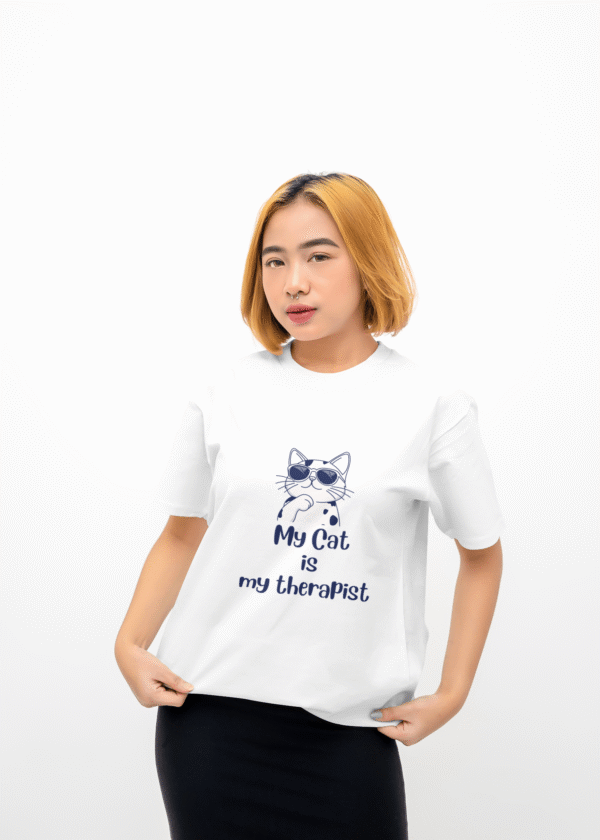 my cat is my therapist tshirt white